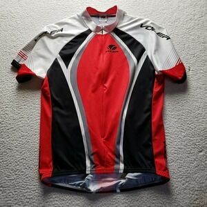 Voler Shirt Mens 2XL Red Black Club Raglan 1/4 Zip Cycling Jersey Top USA